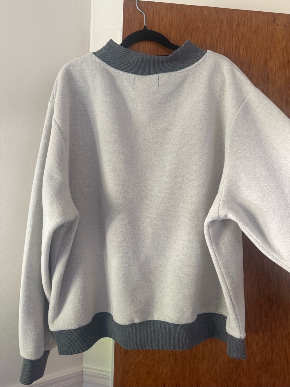 PARKE Inside Out Mockneck Pullover Sweater in Cream with Dark Gray Trim L/XL EUC - Picture 4 of 5